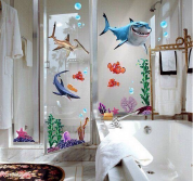 РАСПРОДАЖА!!!_Наклейка "Акула с водорослями". Купить наклейки в ванную